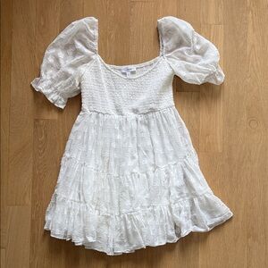 Vici White Puff Sleeve Mini Dress